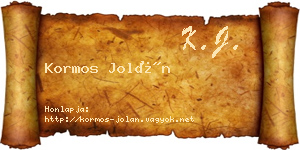 Kormos Jolán névjegykártya